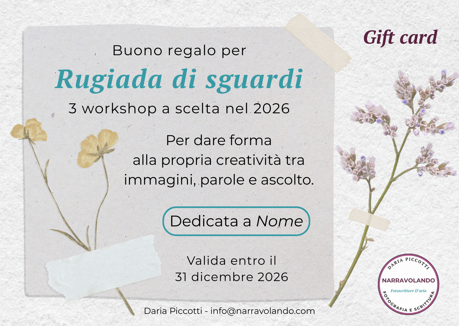 Gift card workshop Narrasguardi 2026
